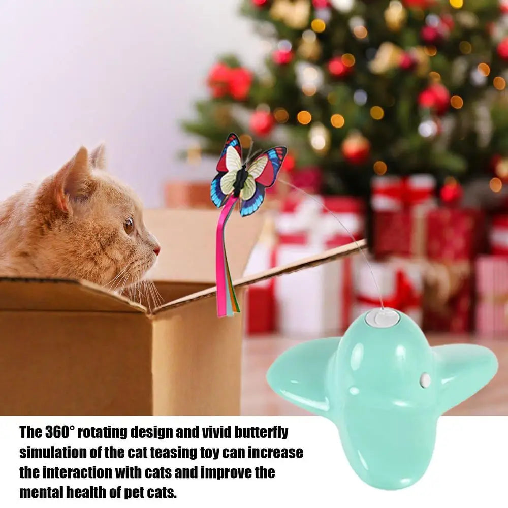 Butterfly Cat Toy Interactive Cat Toys For Boredom Moving Cat Toys With LED Light And Weighted Base Butterfly Flutter Pet