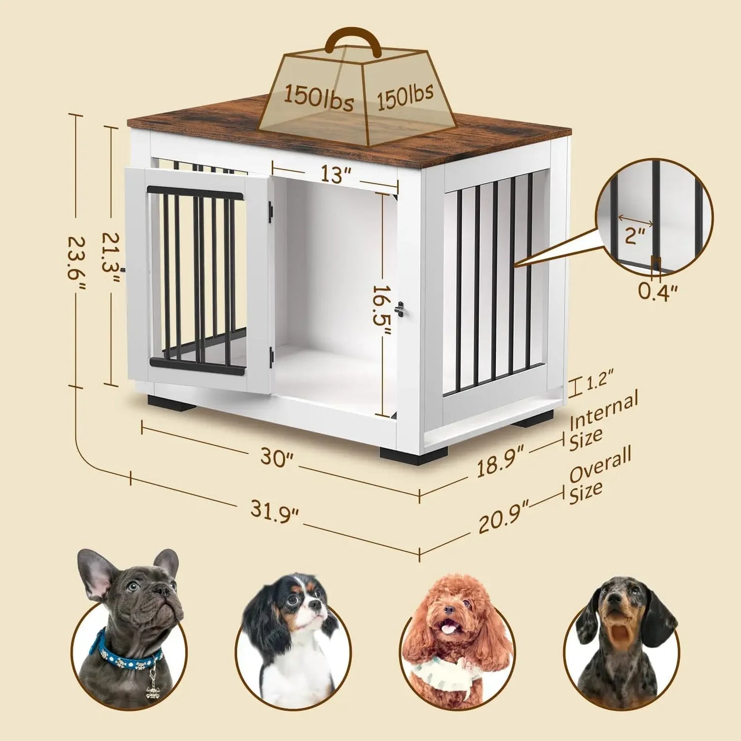 Furniture Dog Cage Dog Box Modern Wooden Steel Wire Pet Large Kennel Cat House Cat Cage Pet House Pet Supplies