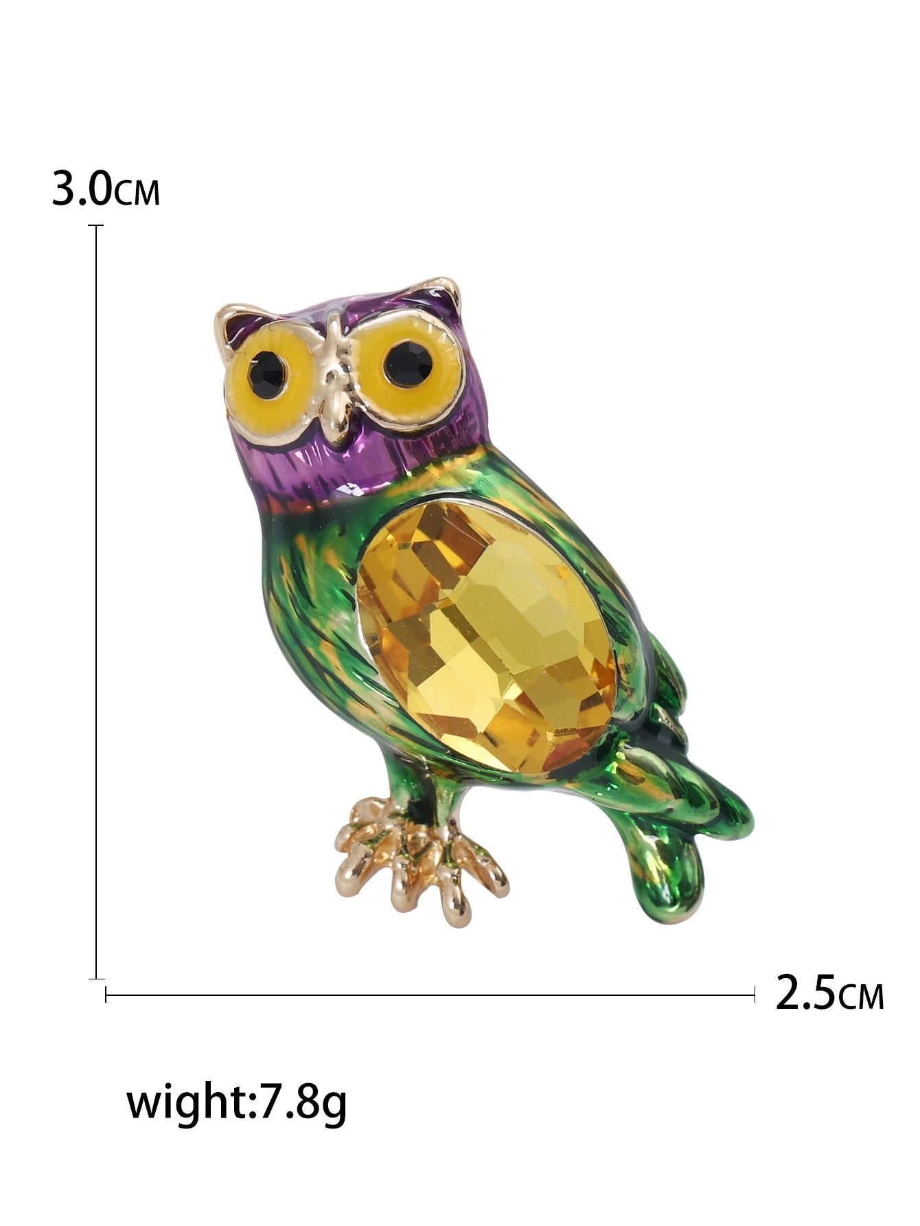 Rhinestone Owl Brooch for Women Unisex Glass Animal Pin Bird Lapel Pins Banquet Party Backpack Gifts Jewelry Accessories