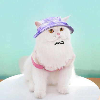 Dog And Cat Sun Hat Anti-strangle Hat Anti-fall Exposed Ears Adjustable Rope Buckle Bucket Hat Pet Supplies Colorful Large Size