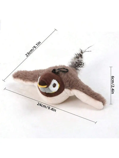 1pc Electric Interactive Cat Toy, Rechargeable Flapping Bird Plush Toys, Squeaking  Toys for Cats Fun Kitten Exercise Toys Soft