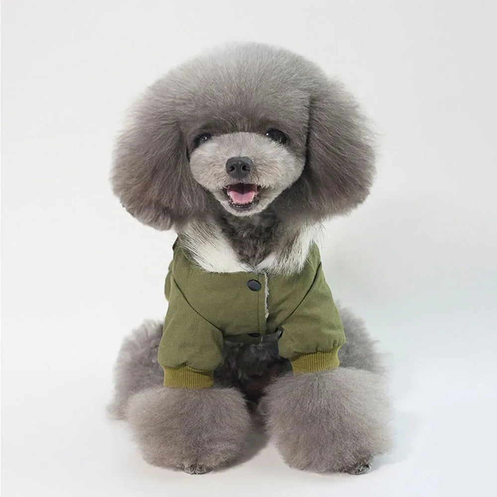 Winter Dog Clothes Warm Puppy Jacket Coat for Small Dogs Cats Chihuahua Yorkie Windproof Hoodies Pet Clothing Military Costume