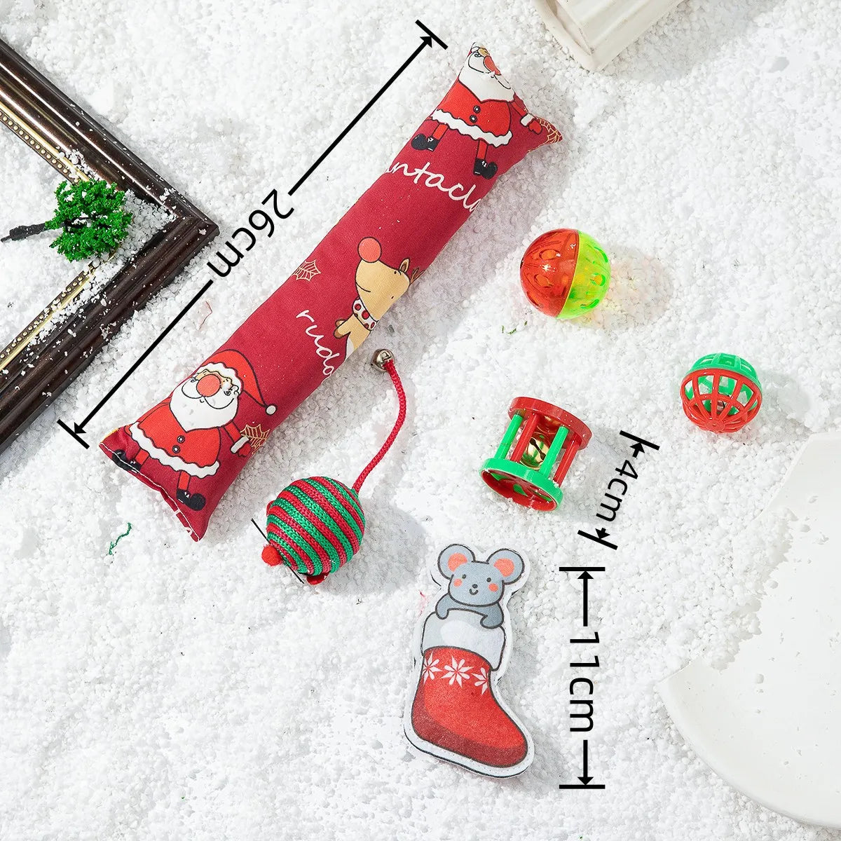 Cat Toy Cat Teaser Sticks Christmas Cat Toy Set New Product Cat Fun Stick Bell Ball Fun Interactive Pet Supplies