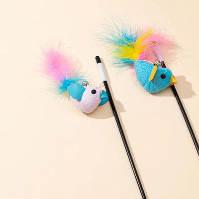 Cat Toy Cat Teaser Sticks Black Plastic Cat Teaser Stick Feather Bird Bell To Relieve Boredom Self Hi Cat Toy Cat Teaser Stick