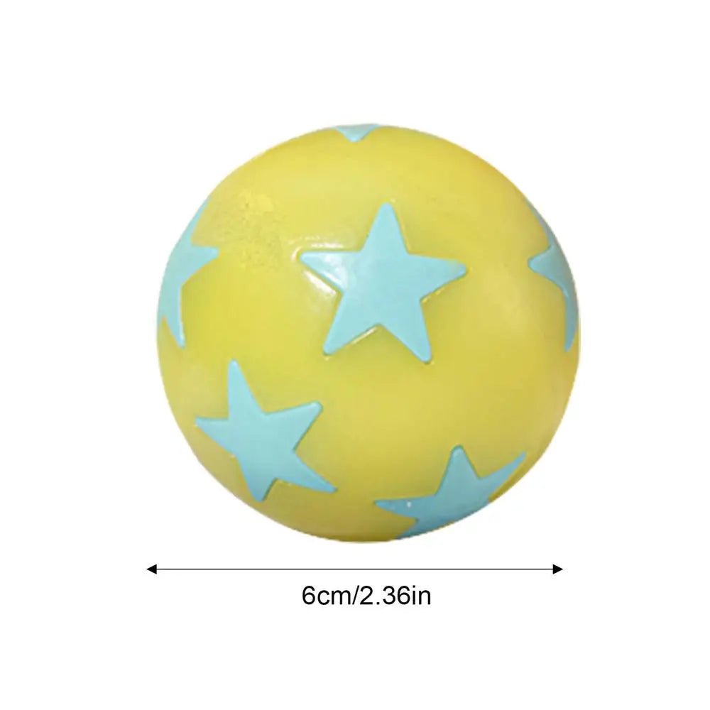 Dog Chew Ball Light Up Elastic Chew Toy With Star Pattern Soft Pet Supplies Chewable Ball 6cm For Veterinary Hospitals Pets Cats