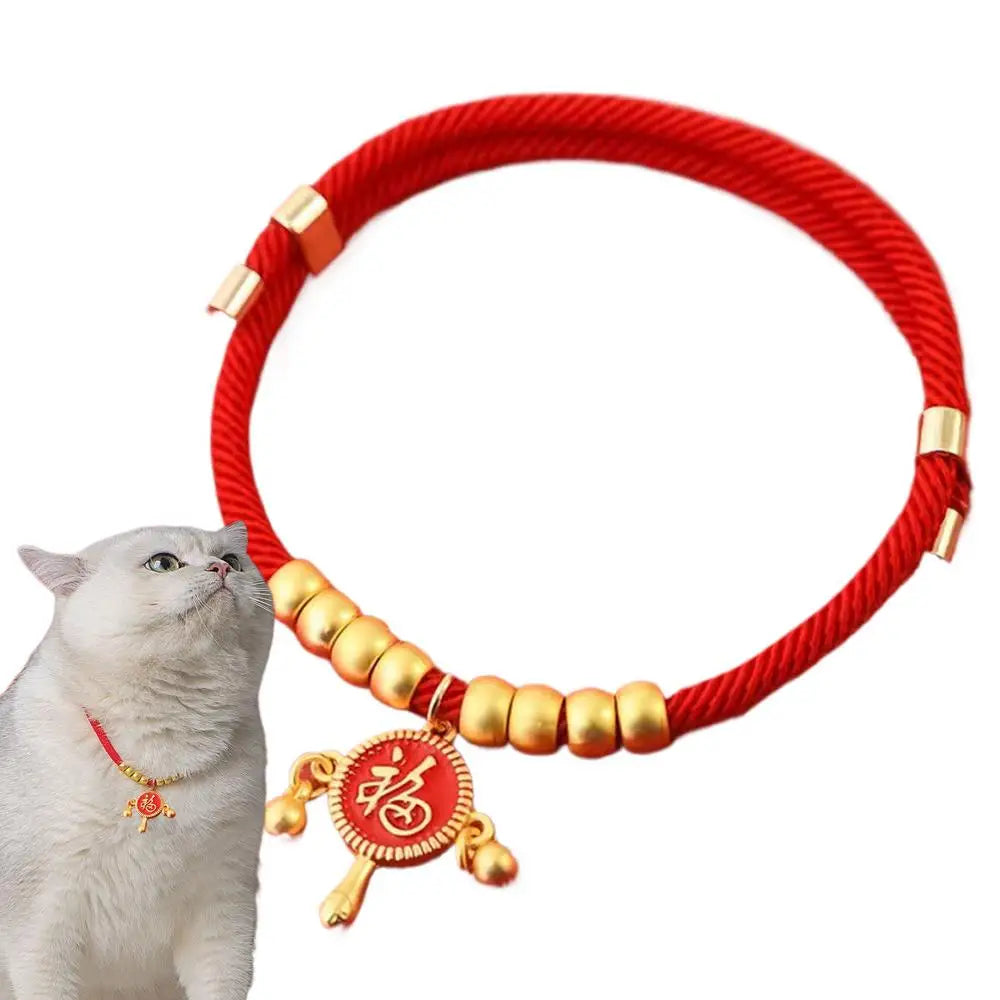 Pet Collar Necklace Year Of The Snake Pet Necklace Happiness Gold Blessing Lock Or Rattle Charm Necklace Adjustable Pet Neck Dec