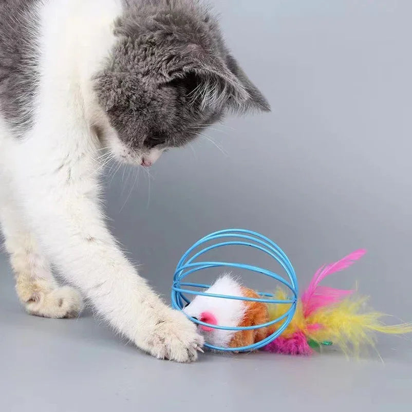 Cage rat happy cat toy plush simulation color mouse fun cat ball fun cat fun fun pet supplies