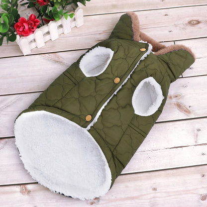 Waterproof Winter Pet Jacket Clothes Super Warm Small Dogs Clothing With Fur Collar Cotton Pet Outfits French Bulldog Coat Vest