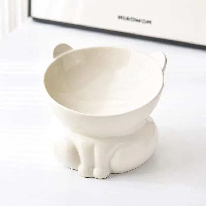 Cat Bowl Ceramic High Foot Diagonal Mouth Neck Protection Cat Food Bowl Large Diameter Drinking Bowl Anti Overturning Cat Food B