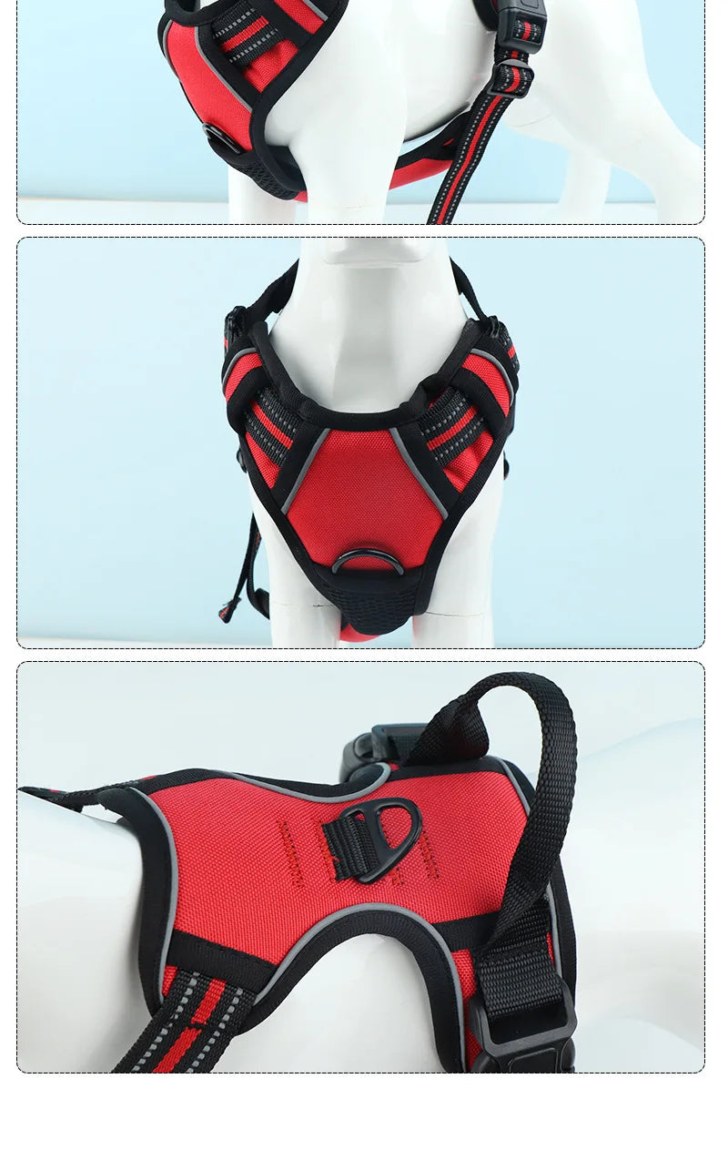 Pet Dog Harness for Medium Large Dogs, Adjustable Reflective No-Choke Padded Pet Vest Harness with  Front Clip Control Handle