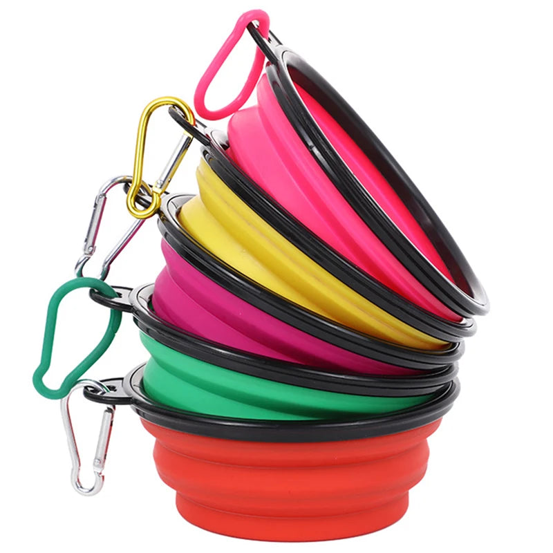 Mountaineering Buckle Silicone Pet Bowl Folding Bowl Outdoor Special Imitation Silicone Dog Bowl Portable For Outdoor Use