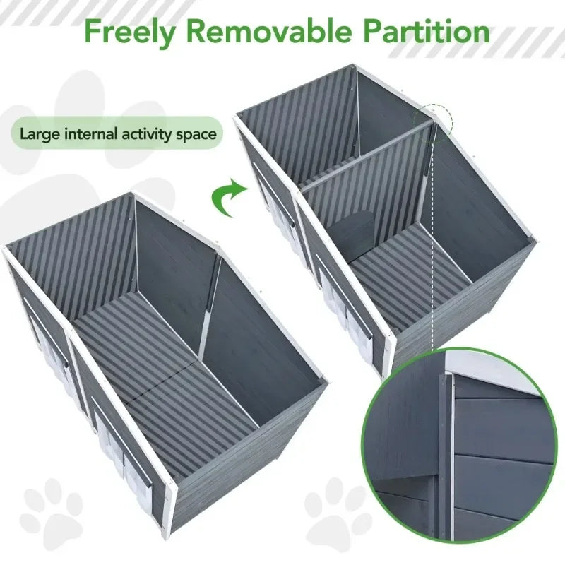 Outdoor Dog House with Balcony Four Seasons Universal Large Space Rainproof Sunproof Detachable Pet Villa Suitable