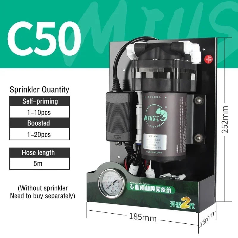 MIUS C Series Reptile Mister Fogger Terrariums Humidifier Rainforest High Pressure Silent Pump Fog Machine Sprayer System