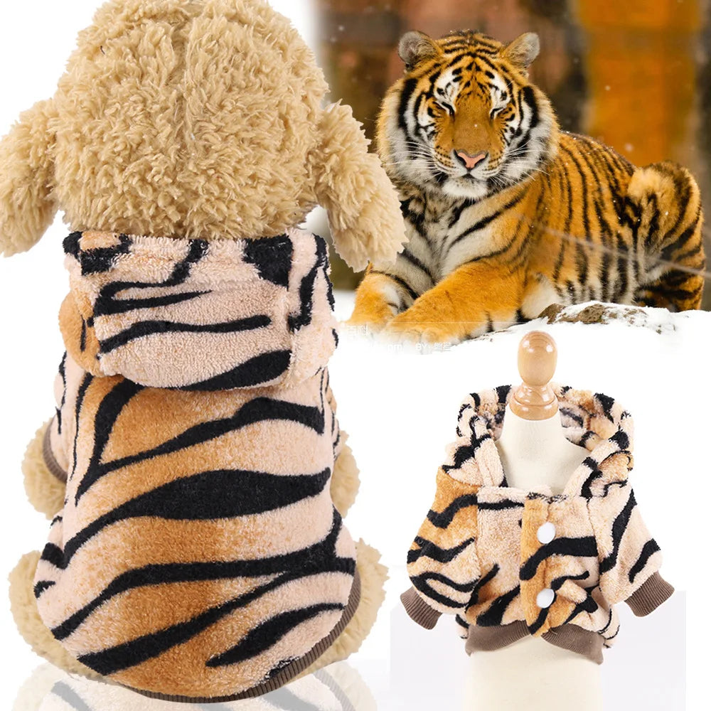 pawstrip Small Dog Clothes Warm Winter Pet Dog Jumpsuit Puppy Fleece Hoodie Chihuahua Small Medium Dog Warm Outfit Kitten Jacket