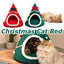 Christmas Hat Shape Creative Pet Bed Soft Plush Winter Semi-enclosed Cute Cat And Dog Bed Warm Comfortable 45cm Mini Bed Tent