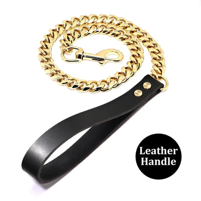 19mm Durable Stainless Steel Dog Leash Training Collar for Medium and Large Dogs Pitbull Gold and Silver Chain Lead