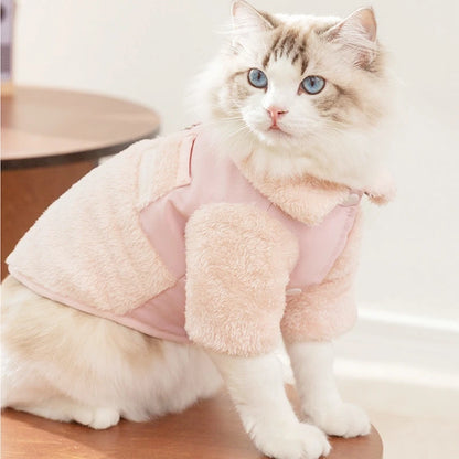 Winter Dog Jacket Fleece Pet Coat Double Sided Wear Dog Warm Clothes Thickened Cat Clothing Chihuahua Bichon Costume with D-Ring
