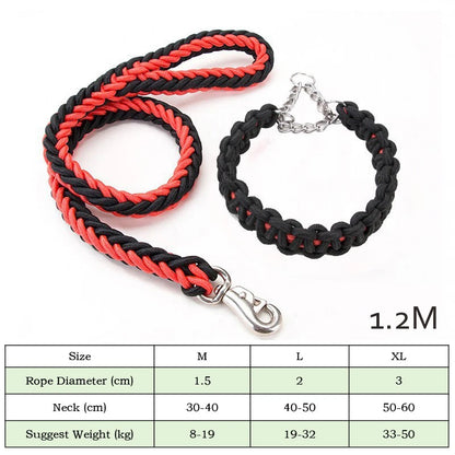 Durable Nylon Dog Collar Leash Set Traction Rope Medium Big Dog Walking Accessories Labrador Husky P-Chain Travel Pet Products
