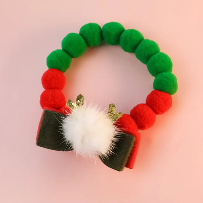 Christmas Necklace for Pet Dogs Sequins Bow Knot Candy Green Fluffy Chihuahua Small Puppy Collars Designer Fancy Cat Accessories