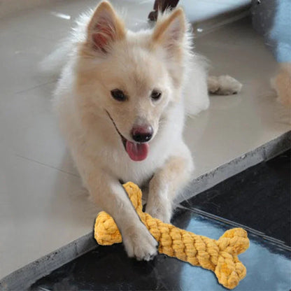 Dog Toys for Small Large Dogs Bones Shape Cotton Pet Puppy Teething Chew Bite Resistant Toy Pets Accessories Supplies 5 Colors