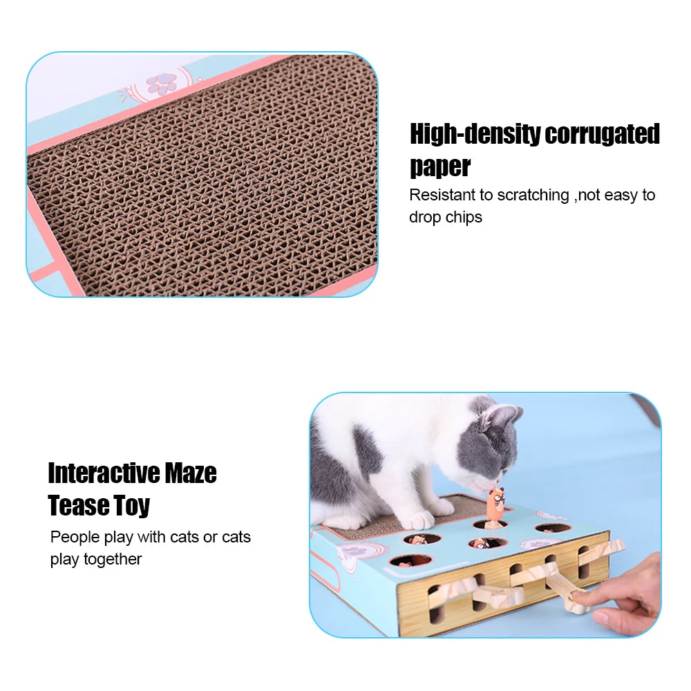 Cat whack-a-mole toy interactive play Cat scratch board Corrugated paper cat box claw grinder toy