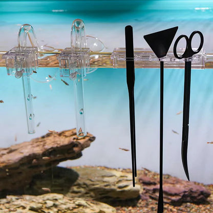 Transparent Acrylic Aquarium Bracket Holder for Scissor Tweezers Shovel Kit Water Tubes Fixed Clip Aquarium Maintenance Tools