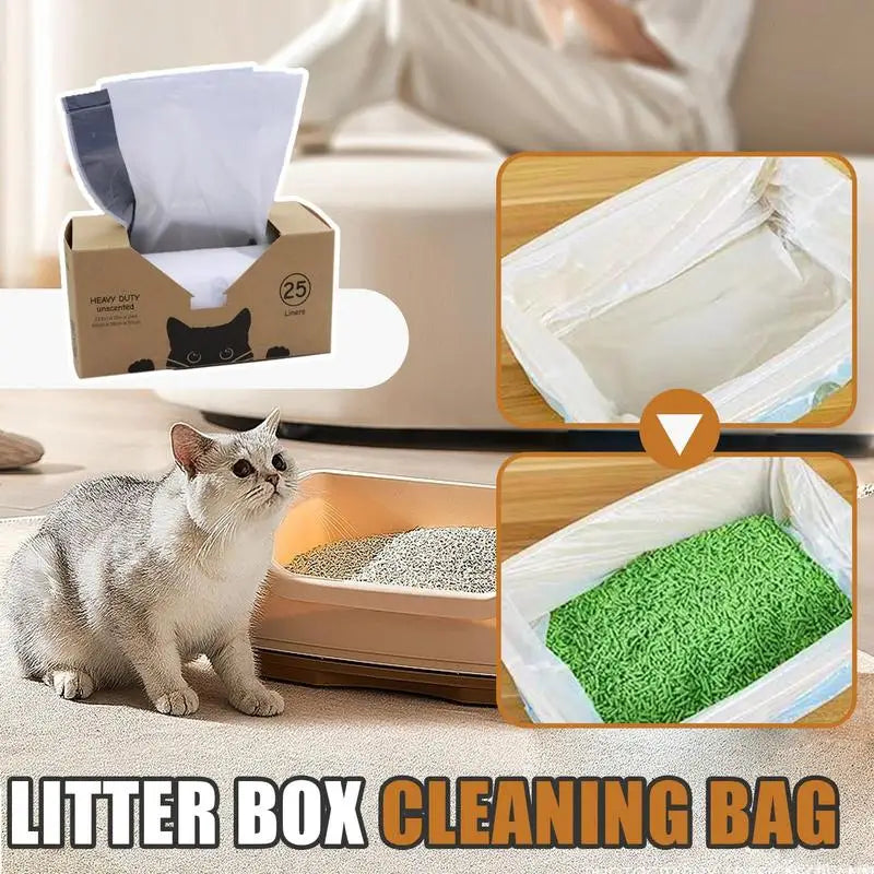 Automatic Cat Litter Box Self Cleaning Bag 25pcs Load-Bearing Thick Waste Bags For Cat Feces With Drawstring Cat Supplies For