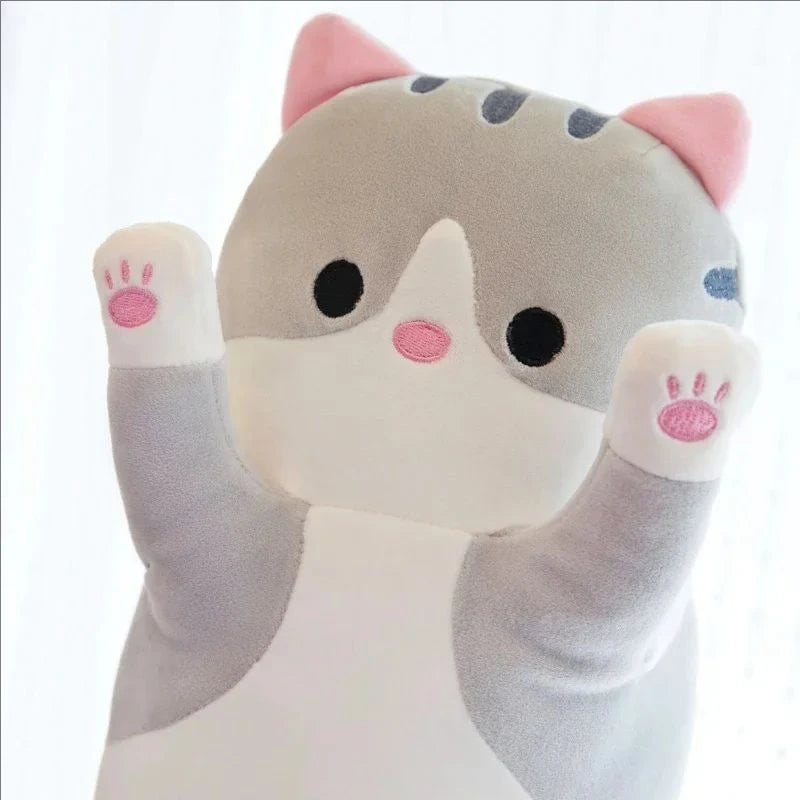 Cute 50cm Cat Plush Toy Long Pink Brown Grey Sleeping Cats Leg Pillow Squishy Little Animal Doll Appeasing Plushie Gift