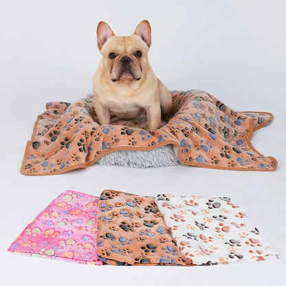 Soft Flannel Fleece Cat Dog Blanket Bed Mats Paw Foot Print Warm Pet Blanket Sleeping Beds Cover Mat For Dogs Cats Pets supplies