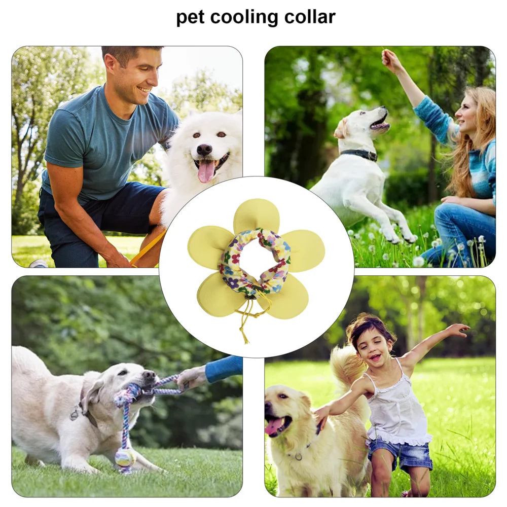 Dog Cooling Bandana Pet Summer Cool Neck Collars Cooling Reusable Petal Shape Adjustable Dog Neck Wrap For Bulldog Summer Hot