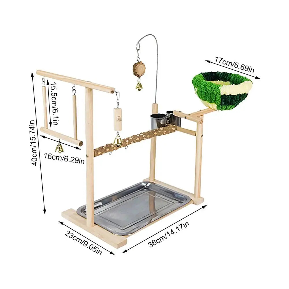 Bird Playground Stand Bird Perch Stand For Cage Natural Wooden Conure Budgie Lovebird Stand Activity Center Claw Grinding Toy