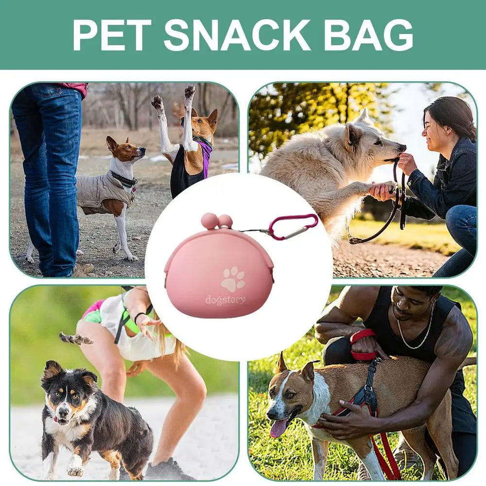 Silicone Dog Treat Pouch Dog Training Container Pet Treat Carrier Holder Puppy Treat Snack Bag with Clip Silicone Waist Bait Bag