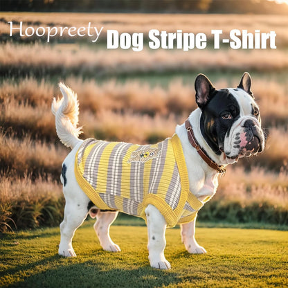 Dog Shirts Cotton Striped Puppy T-Shirts Spring Autumn Clothes for Small Dogs, Soft Breathable Stretchable Doggy Tee Pet Apparel