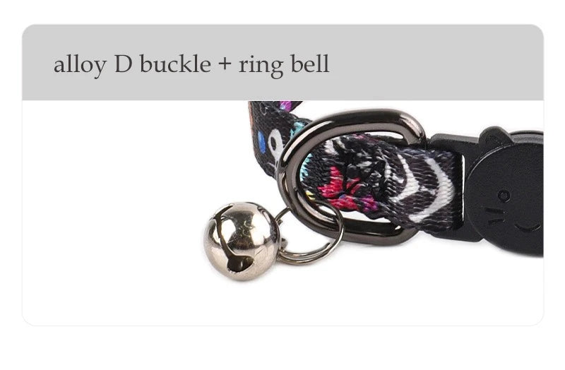 Cartoon Pet Cat Neck Collar for Small Dogs 19-28cm Ring Bell Anti Lost Adjustable Chihuahua Neck Wear Polyester Pet Accessories