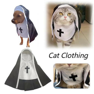 Pet Cat Halloween Costumes Nun Cloak For Small Pet Cosplay Dress Kawaii Pet Clothes Cat Kitten Puppy Funny Accessoties Gift F2A4
