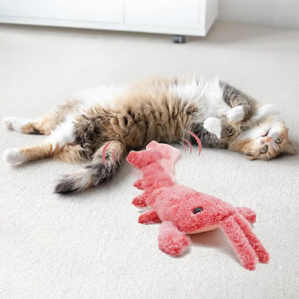 Pet Electric Plush Toy Puppy Dog Cat Interactive Plush Lobster Electric Toy Rechargeable Pet  Toy With Removable Catnip Bag