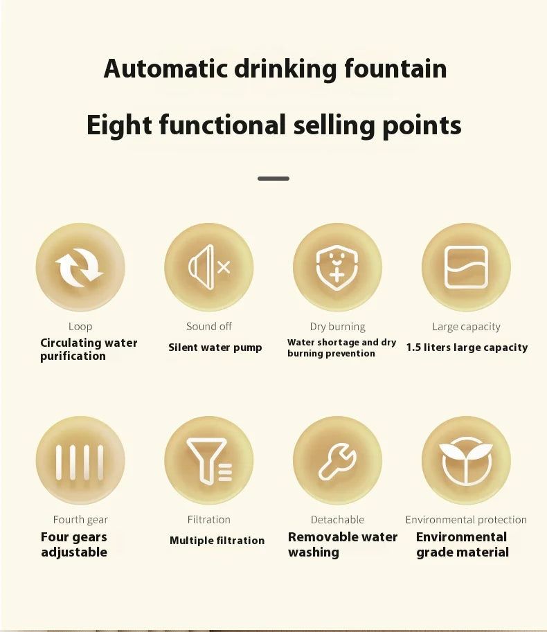 High end transparent cat water dispenser, plug-in automatic wired water dispenser, circulating flow water basin, pet water dispe