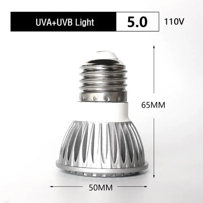 5.0/10.0 Full Spectrum UVA UVB LED Reptile Turtle Basking Light Sun Lamp Sunbathe Heat Lamp for Lizard Reptiles Amphibians