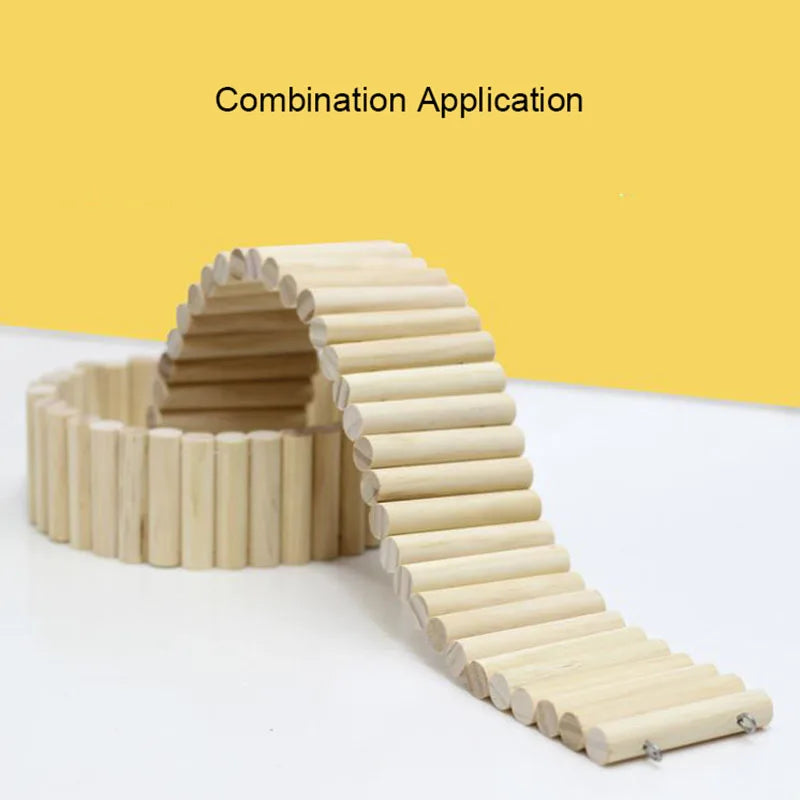 Smooth Wooden Hamster Ladder Climbing Ropeway Hamster Toy Pet Training Round Boardwalk Parrot Boardwalk Parrot Toy Bird Supplies