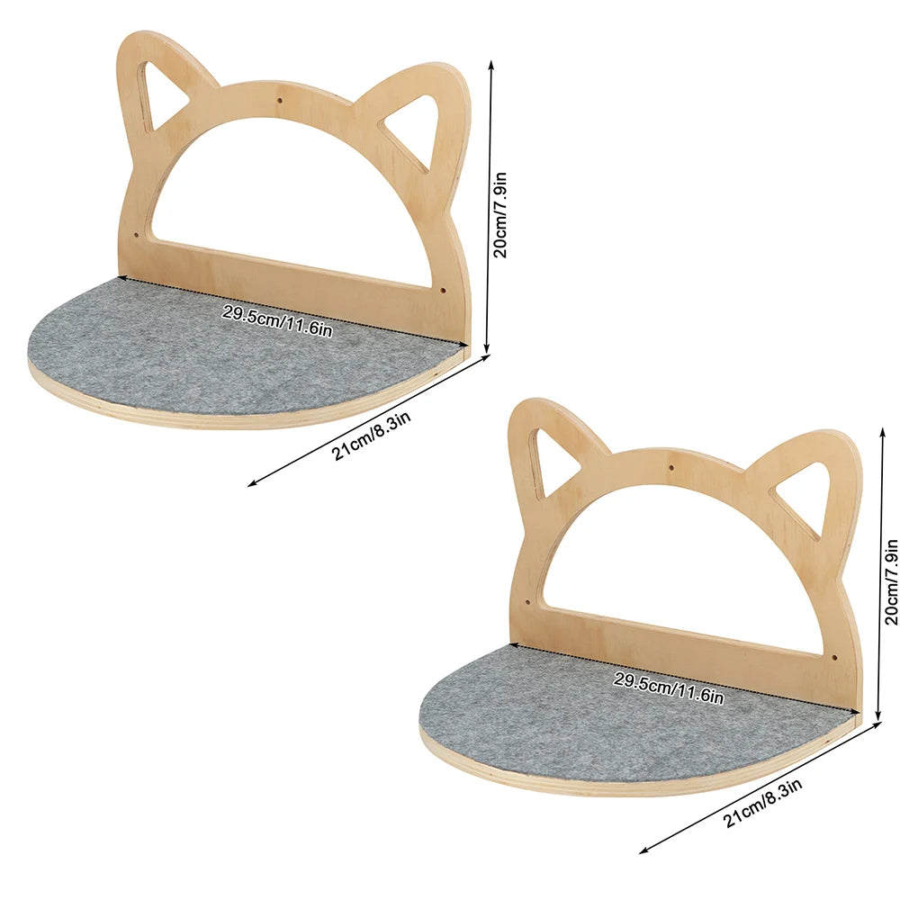 Wall Mounted Cat Tree Climbing Rope Wooden Cat Climbing Shelf with Sisal Rope Kitten Training Claw Grinding Indoor Cat Furniture