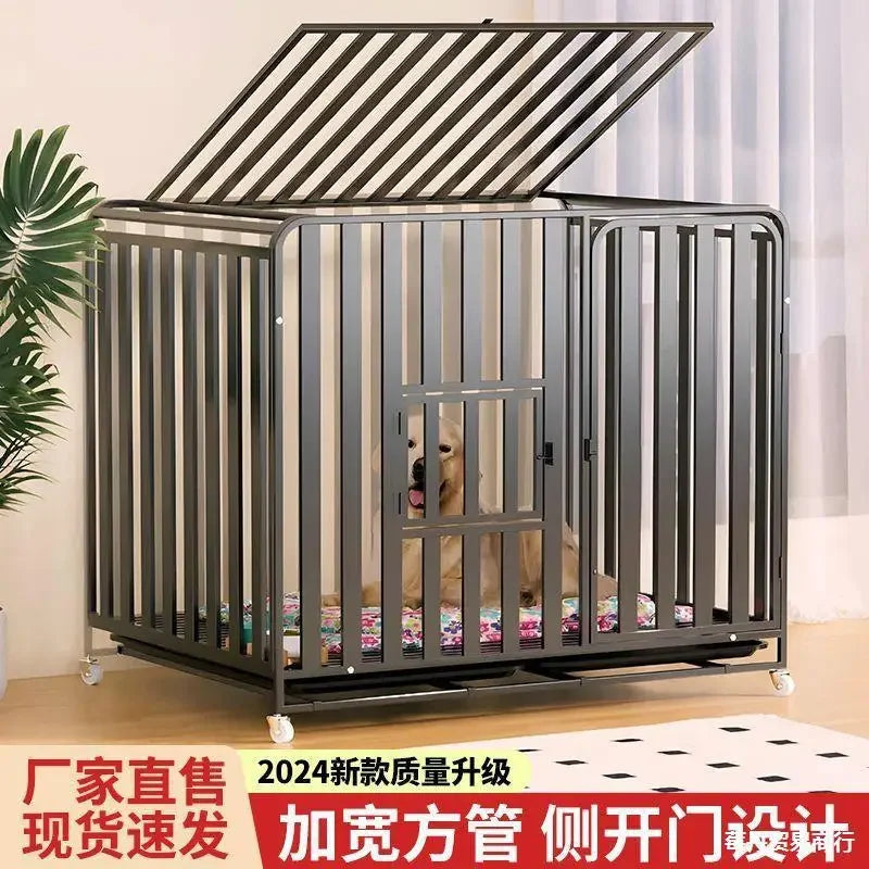 Full Square Tube Dog Cage Medium Large Dog Indoor and Outdoor Toilet Small Dog Labrador Golden Retriever Pet