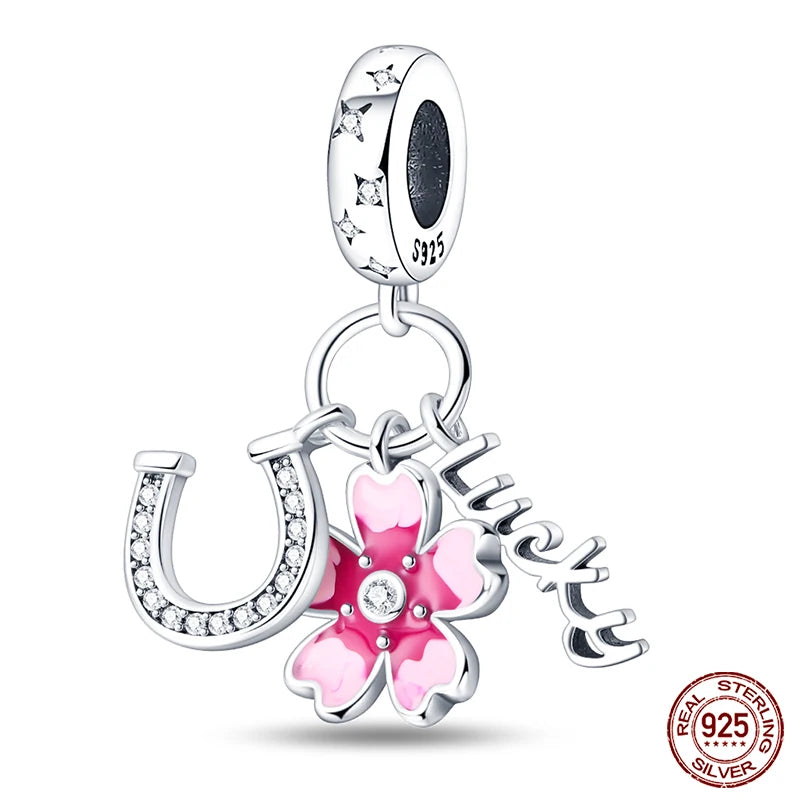 Fit Pandora 925 Original Bracelet 925 Silver Plate Flower Bird Series Charms Beads For Women Fashion DIY Jewelry Gifts Making