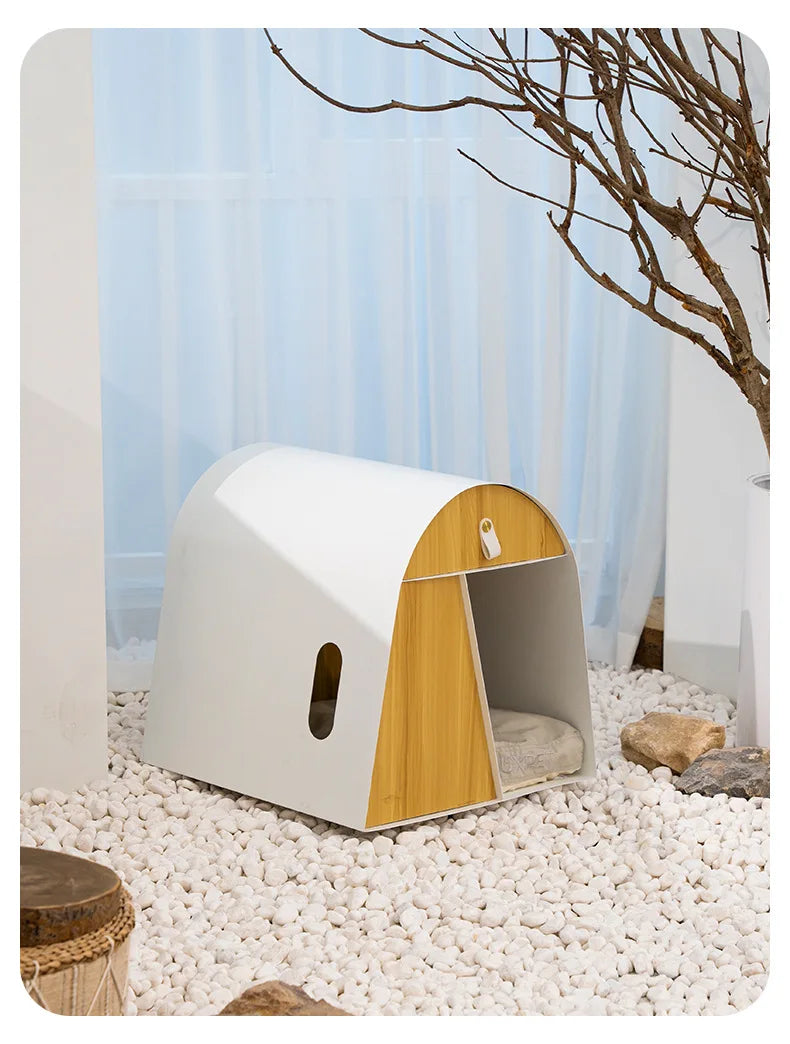 Iron Kennel Cat Litter Solid Wood Internet Celebrity Cat Villa Pet Wooden House Dog House Cat