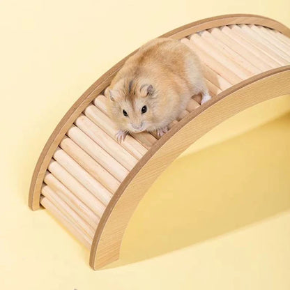 Smooth Hamster Hideaway Wooden Hamster House with Climbing Ladder Small Pet Castle Arch Bridge for Dwarf Mice Gerbils Small Pets