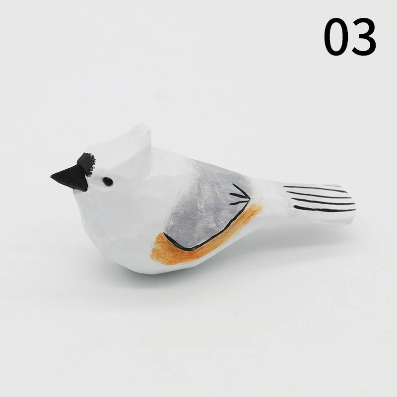 Wooden Bird Figurine Ornaments Handmade Carving Animals Miniature Crafts Art Decor Home Desktop Decoration Children Gifts
