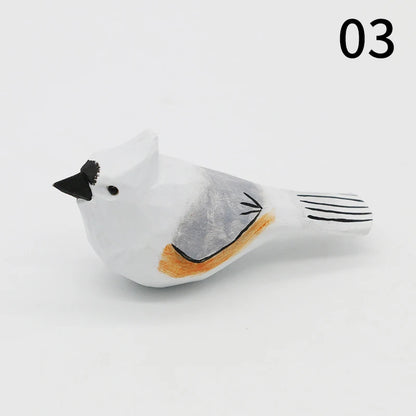 Wooden Bird Figurine Ornaments Handmade Carving Animals Miniature Crafts Art Decor Home Desktop Decoration Children Gifts