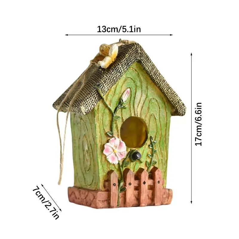 Hangable Bird Houses For Outside Hangable Resin Hand Carved Bird Nest For Outside Sturdy Multifunctional Outdoor Garden Decor