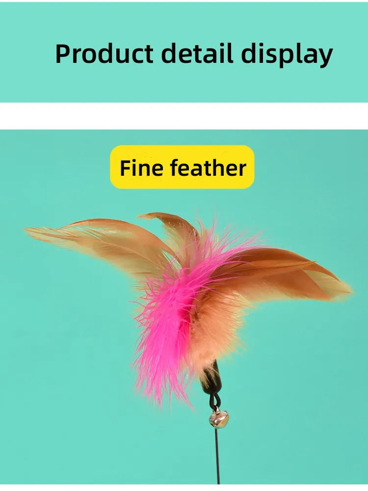 Interactive Cat Toys Funny Feather Teaser Stick with Bell Pets Collar Kitten Playing Teaser Wand Training Toys for Cats Supplies
