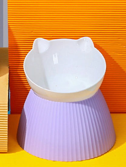 1pc Elevated Cat Bowls with Raised Stand,15 Tilted Cat Design Neck Guard Stand Pet Food Water Feeder Bowl for Cats Or Small Dogs