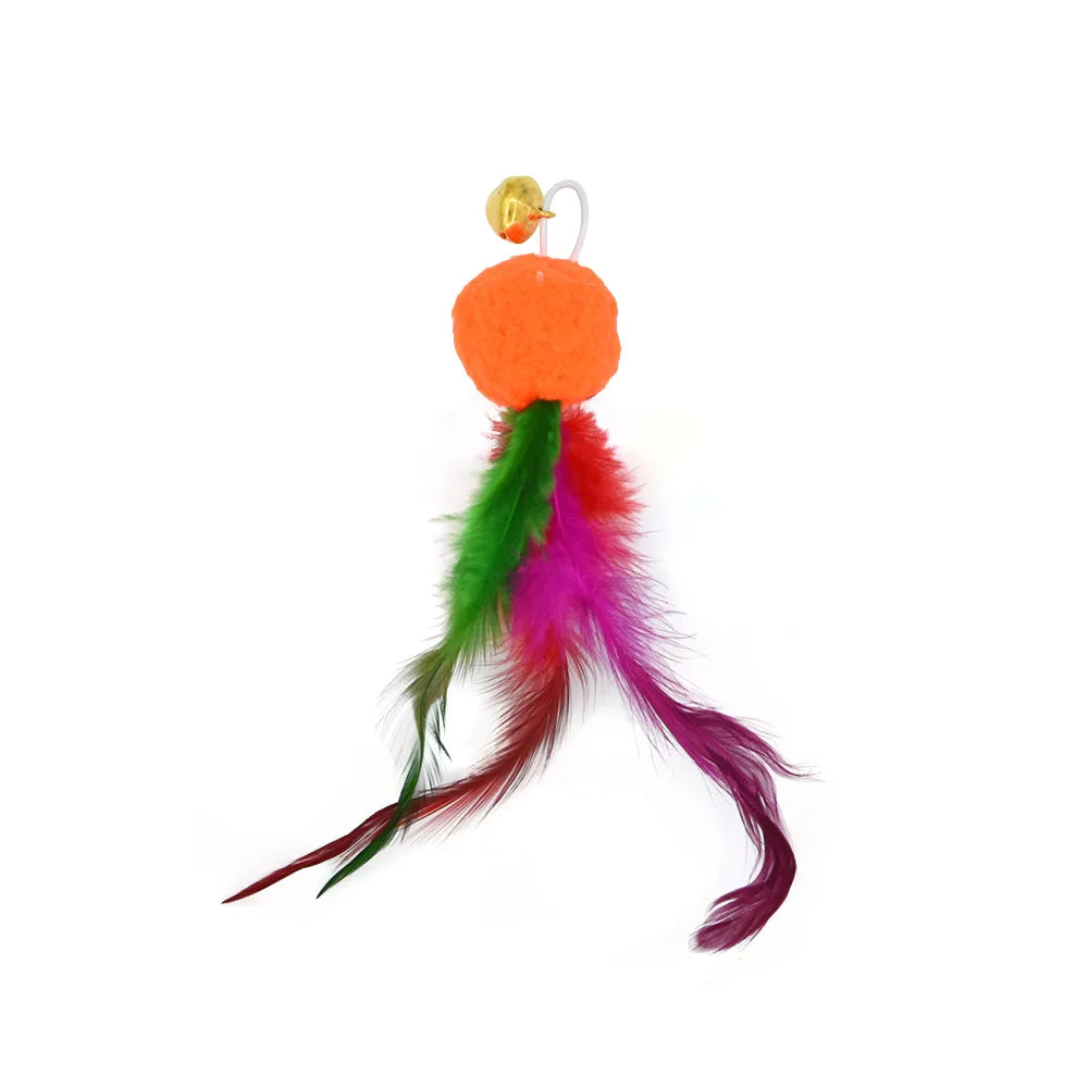 Cat Feather Toy Accessories False Mouse Worm Toy with Bell Kitten cat Toys Interactive Replacement Refill Foam Ball Training